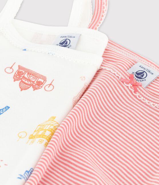 2er-Set Spaghetti-Tops aus Baumwolle mit Paris-Motiv für Mädchen variante 1