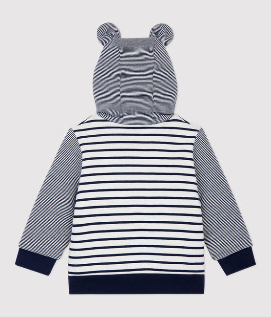 Baby-Teddyjacke aus Sherpa. weiss MARSHMALLOW/blau SMOKING