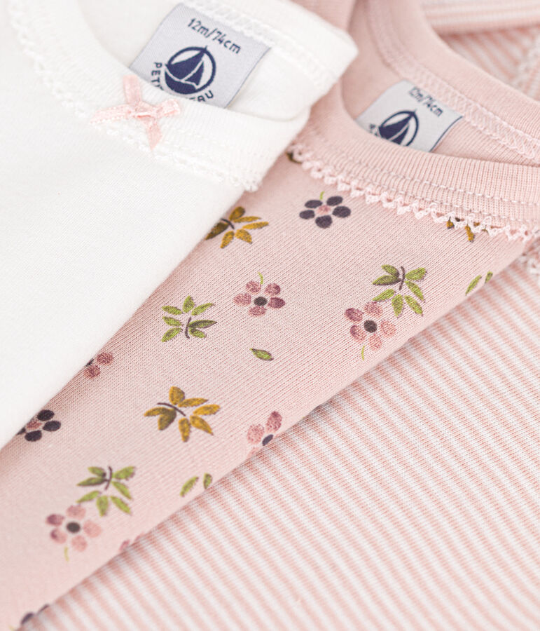 3er-Set kurz&auml;rmelige Bodys aus Baumwolle mit Blumenmotiv f&uuml;r Babys vielfarbig