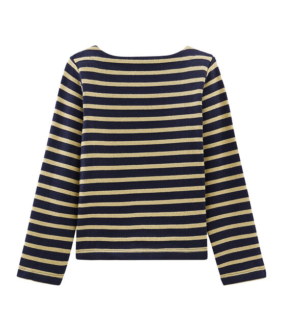 Langärmliges Streifenshirt für Mädchen blau SMOKING/braun BRINDILLE BRILLANT