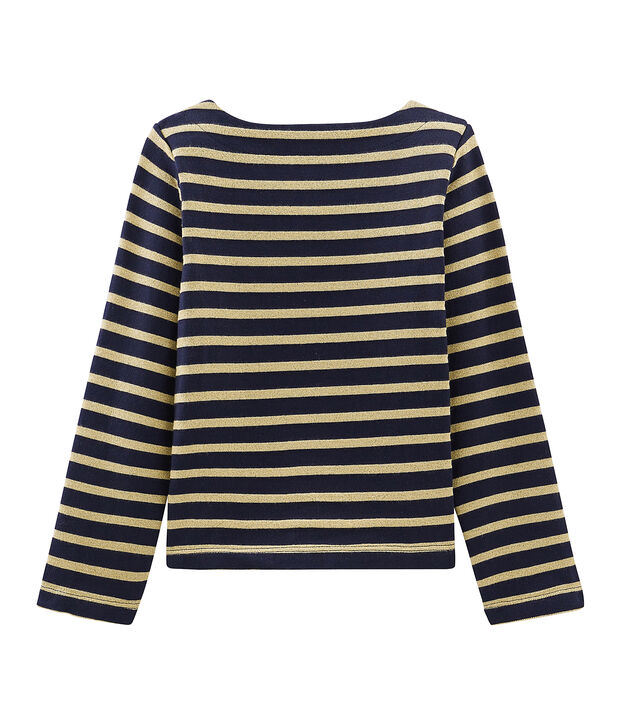 Lang&auml;rmliges Streifenshirt f&uuml;r M&auml;dchen blau/braun