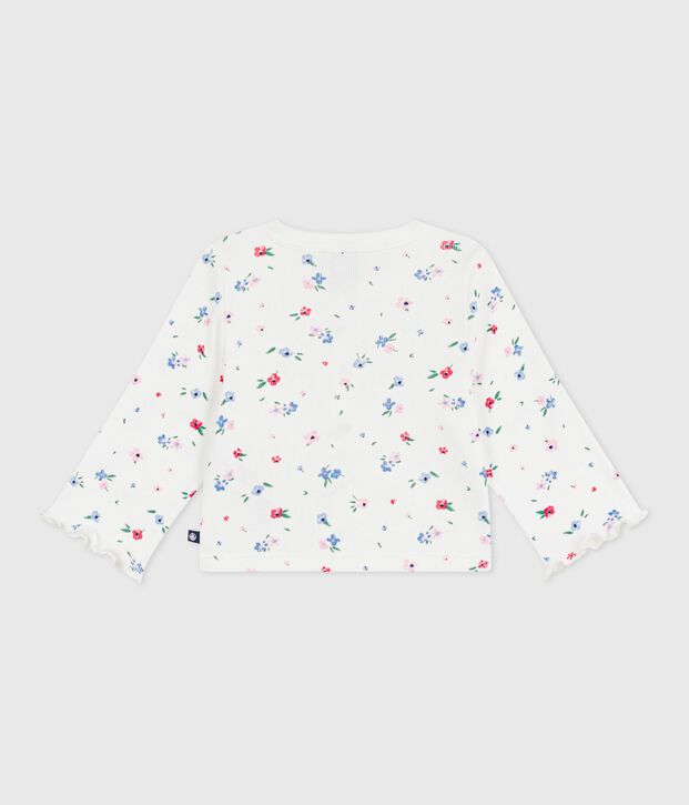 Baby-Cardigan aus Baumwolle mit Blumenmuster weiss/vielfarbig