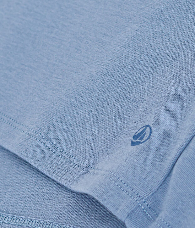Damen-T-Shirt L'Iconique mit V-Ausschnitt aus Baumwolle, unifarben blau