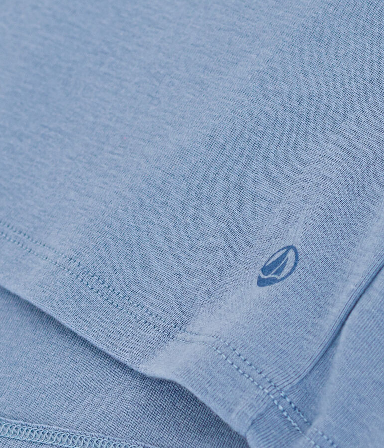 Damen-T-Shirt L'Iconique mit V-Ausschnitt aus Baumwolle, unifarben blau