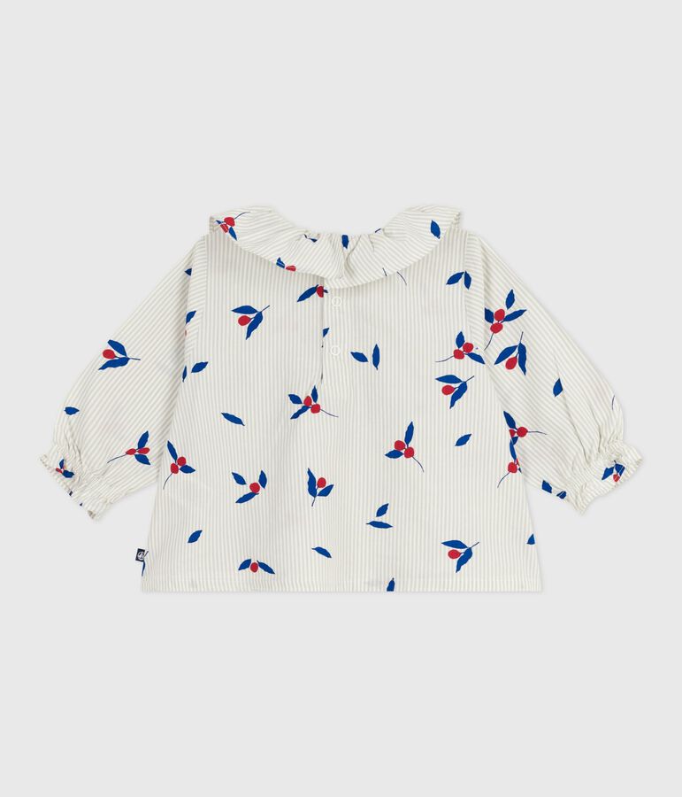 Lang&auml;rmelige Baby-Bluse aus Baumwoll-Musselin mit Beeren-Motiv blau/vielfarbig
