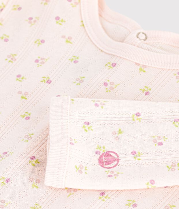 Dors bien en c&ocirc;te pointelle. beige/rosa/vielfarbig