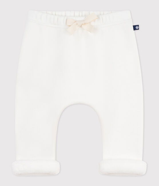Baby-Hose aus einfarbigem Molton, weich und warm naturfarben MILK