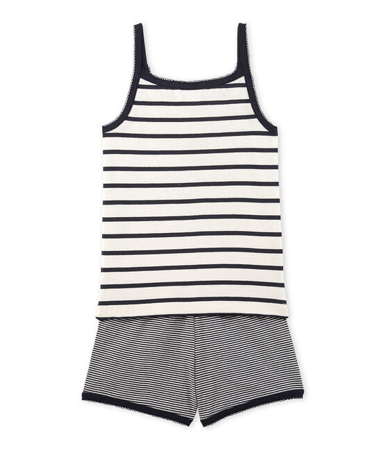Pyjacourt fille rayé beige COQUILLE/blau SMOKING