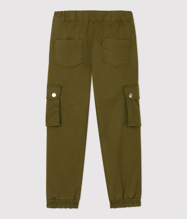 Kinder-Cargohose aus Baumwoll-Gabardine f&uuml;r M&auml;dchen gr&uuml;n
