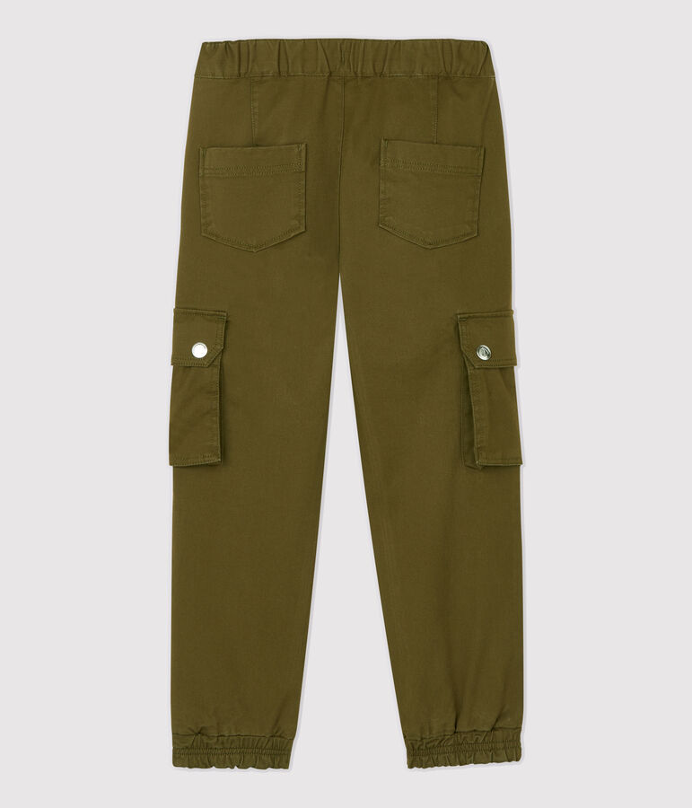 Kinder-Cargohose aus Baumwoll-Gabardine f&uuml;r M&auml;dchen gr&uuml;n MILITARY
