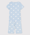 Kinder-Kurzpyjama aus Bio-Baumwolle mit Herzmotiv für Mädchen blau JASMIN/weiss MARSHMALLOW