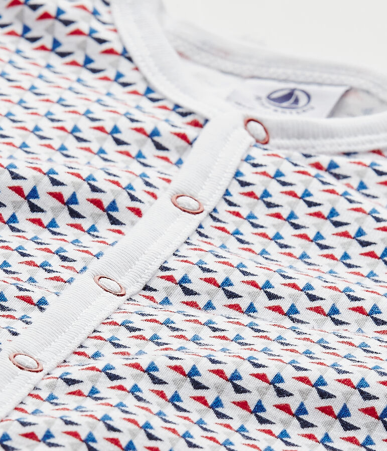 Baby-Jungen-Strampler ohne Fu&szlig;. weiss ECUME/weiss MULTICO