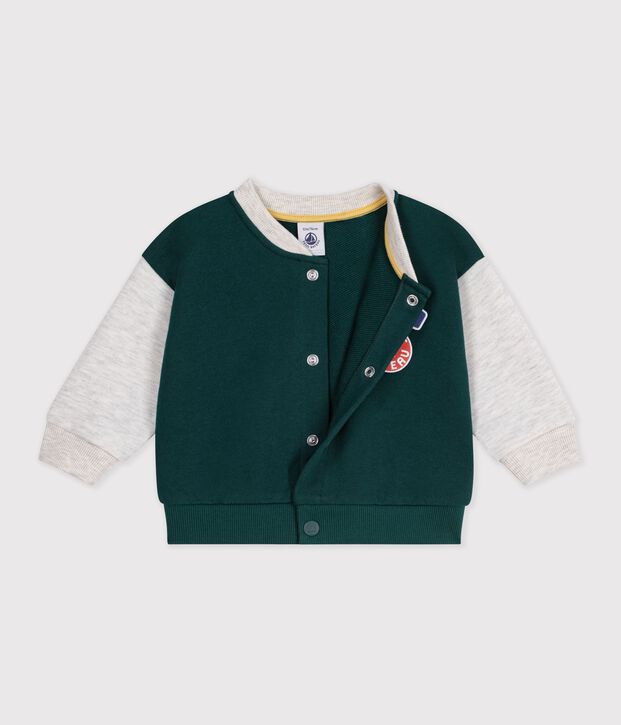 Zweifarbiger Baby-Teddy aus Baumwolle gr&uuml;n/beige
