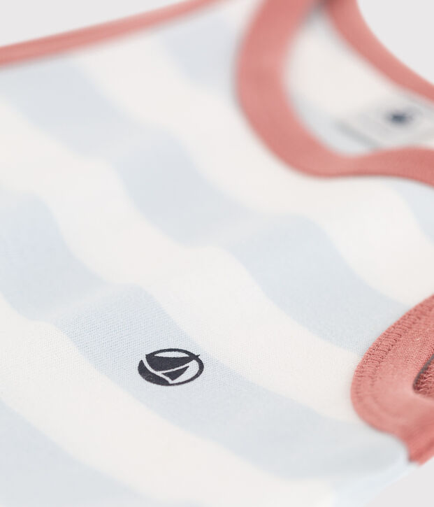 &Auml;rmelloses gestreiftes Kleid aus Baumwolle f&uuml;r M&auml;dchen blau/weiss