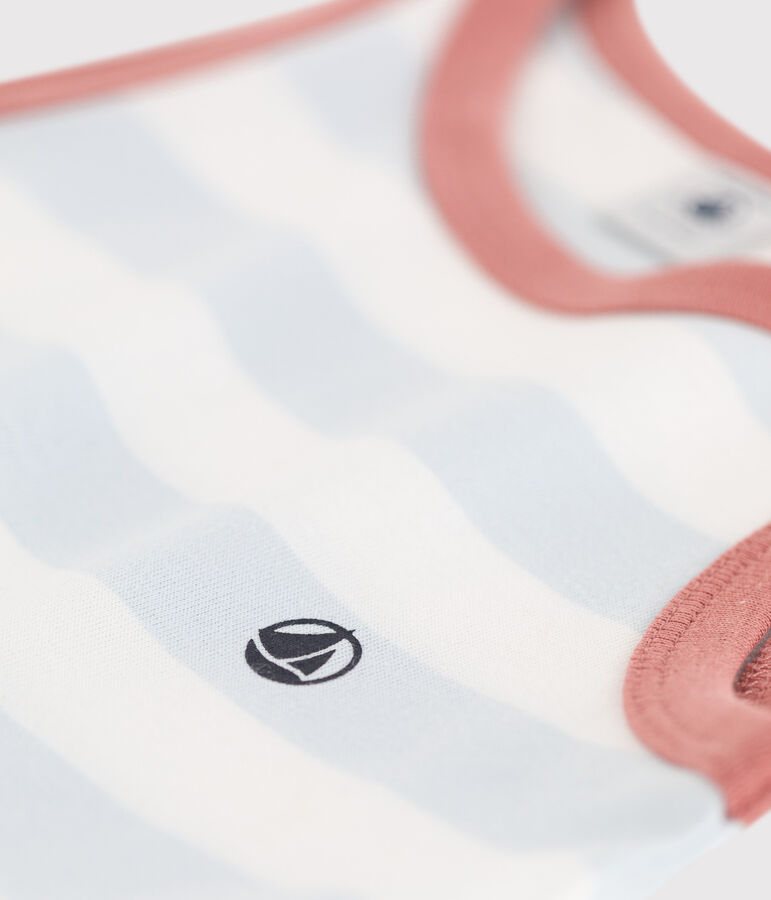 &Auml;rmelloses gestreiftes Kleid aus Baumwolle f&uuml;r M&auml;dchen PLEINAIR/ MARSHMALLOW