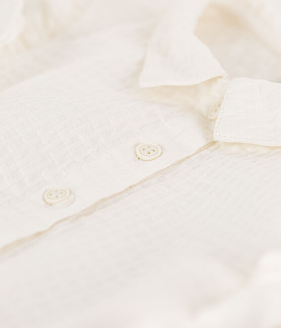 Ärmelloses Kinder-Kleid aus Seersucker für Mädchen weiss MARSHMALLOW