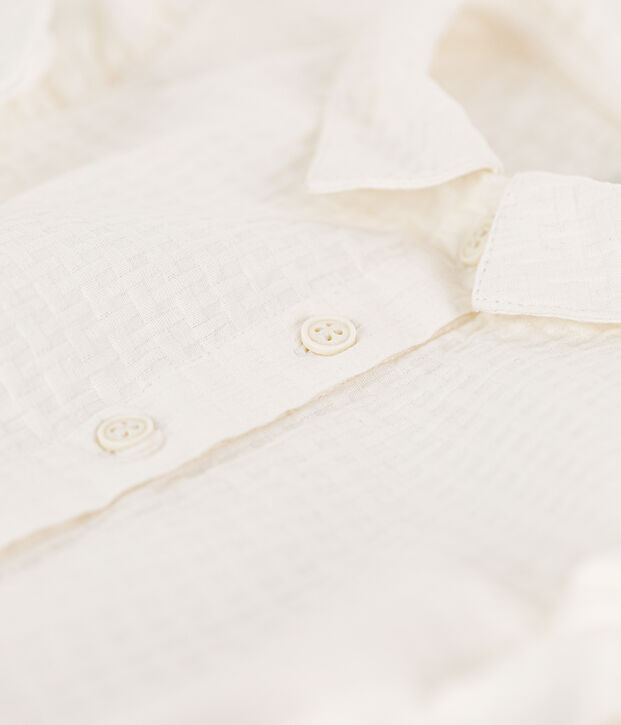 &Auml;rmelloses Kinder-Kleid aus Seersucker f&uuml;r M&auml;dchen weiss