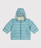 Gestreifter Baby-Anorak mit einziehbarer Kapuze blau AZUL/weiss AVALANCHE