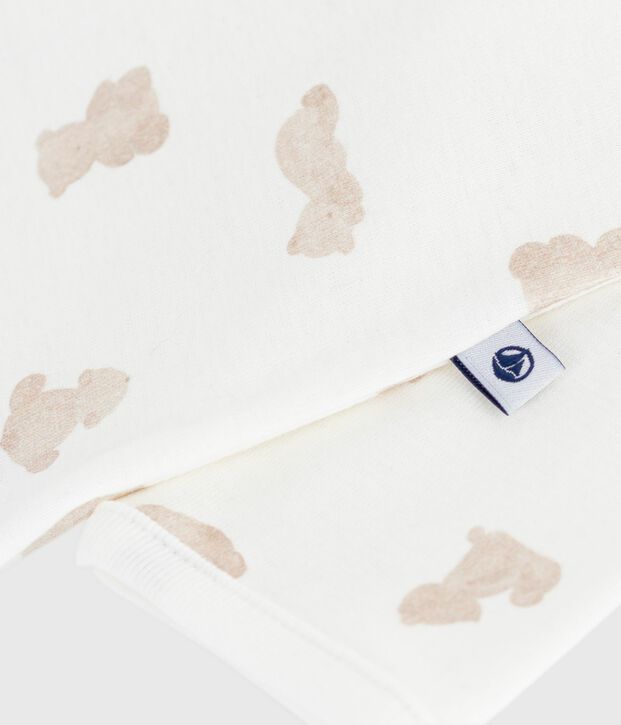 Strampler ohne F&uuml;&szlig;chen aus Baumwolle mit B&auml;rmotiv weiss/BRUN