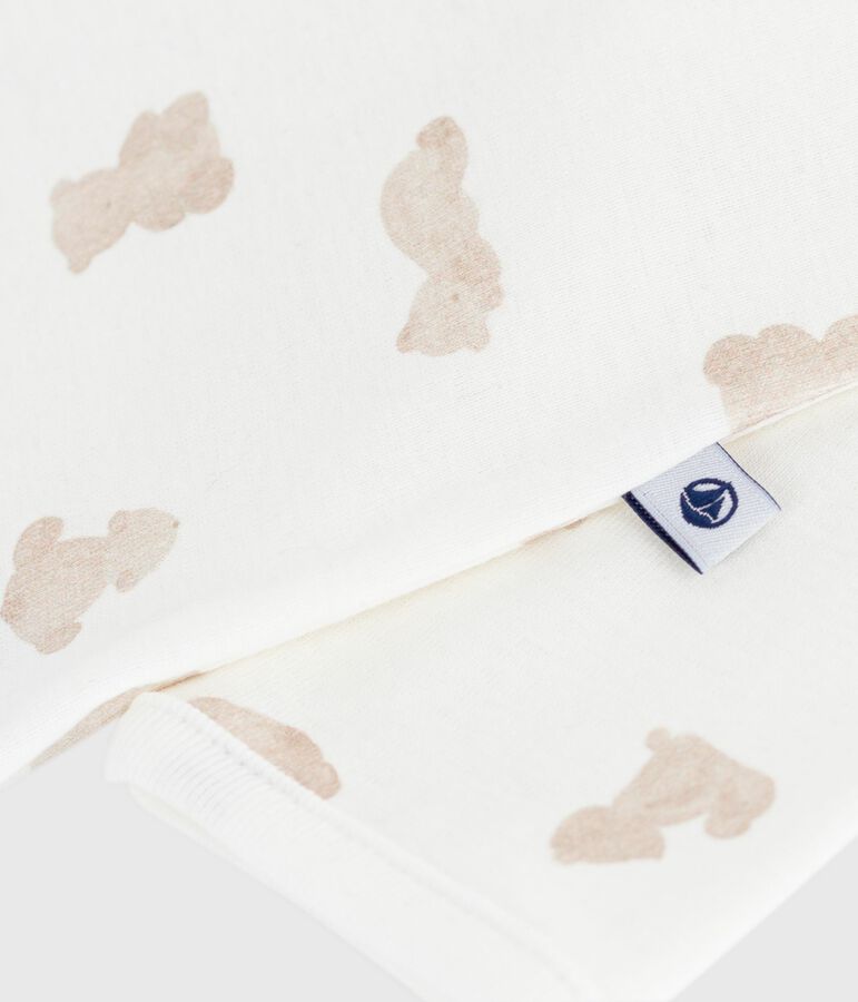 Strampler ohne F&uuml;&szlig;chen aus Baumwolle mit B&auml;rmotiv weiss/BRUN