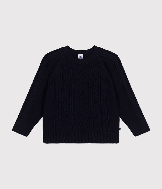 Irischer Pullover aus Baumwolle für Kinder Mädchen/Jungen blau SMOKING