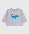 Langärmeliges Baby-T-Shirt aus Baumwolle mit Walmotiv grau FUMEE CHINE
