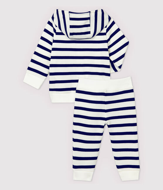 Baby-Jogginganzug für Jungen weiss MARSHMALLOW/blau SMOKING