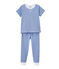 Kurzärmeliger Jungen-Schlafanzug aus gedoppeltem Jersey weiss ECUME/blau PERSE