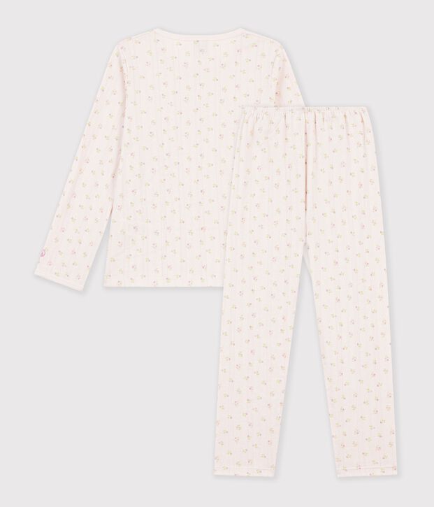 Pyjama femme en coton ajour&eacute; beige/rosa/vielfarbig
