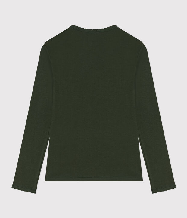 Damen-T-Shirt L&rsquo;ICONIQUE aus Baumwolle mit M&auml;usez&auml;hnchen gr&uuml;n