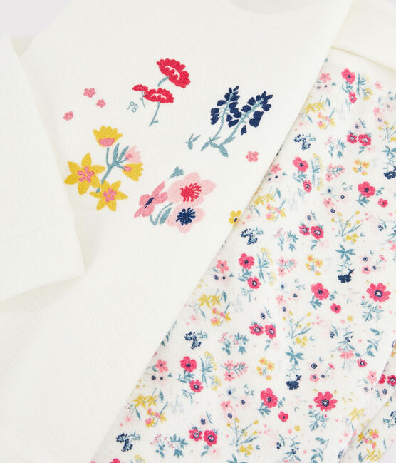 Pyjama mit hoher Taille aus Frottee für Mädchen weiss MARSHMALLOW/weiss MULTICO