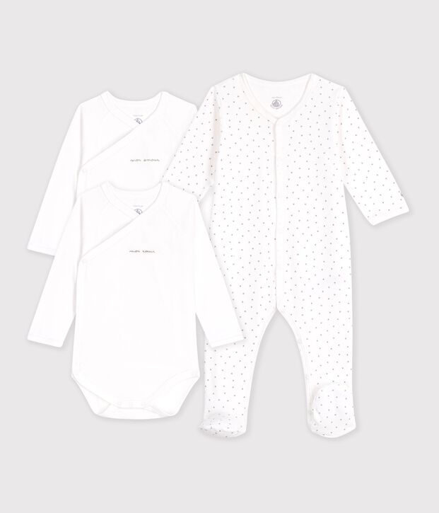 Newborn-Geschenkset aus Baumwolle mit kleinen Herzmotiven vielfarbig