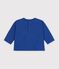 Lang&auml;rmeliges Baby T-Shirt aus einfarbiger Baumwolle mit Motiv blau