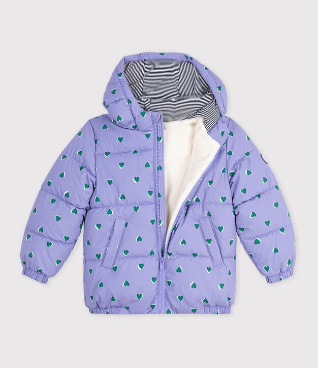 Kinder-Winterjacke mit Herzmotiv violett/vielfarbig
