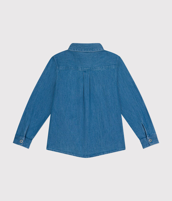 Kinderhemd aus leichtem Denim für Jungen blau DENIM CLAIR