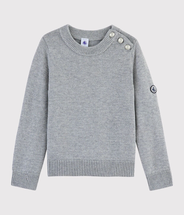 Kinderpullover aus Wolle und Baumwolle grau