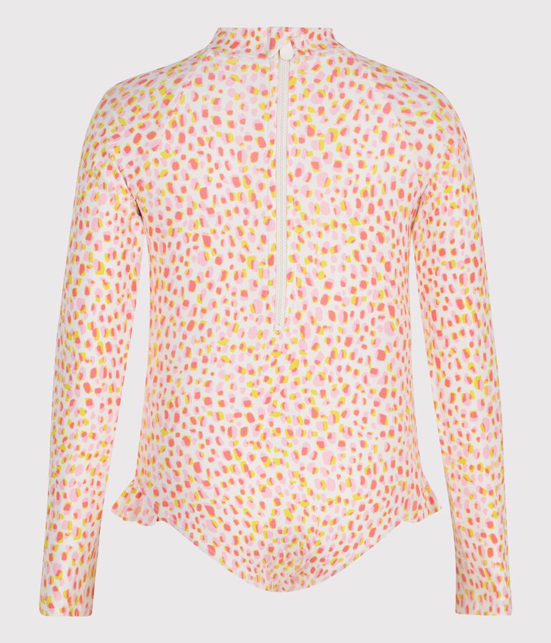 Lang&auml;rmeliger einteiliger Kinder-Badeanzug mit Muster weiss/vielfarbig