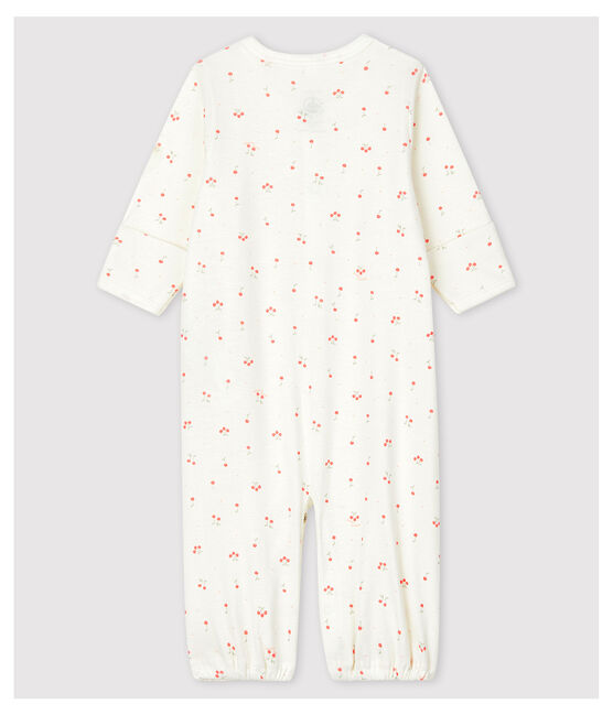 Baby-Kombi-Overall aus Bio-Baumwolle mit Kirschen-Motiv weiss MARSHMALLOW/weiss MULTICO