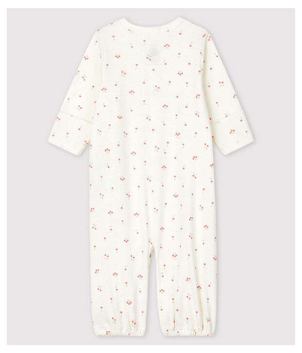 Baby-Kombi-Overall aus Bio-Baumwolle mit Kirschen-Motiv weiss/vielfarbig