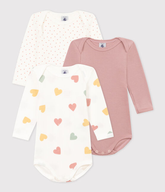 3er-Set langärmelige Baby-Bodys aus Baumwolle mit Herzmotiv variante 1