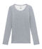 damen-langarmshirt aus woll/baumwollgemisch blau TURQUIN/weiss MARSHMALLOW