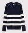 Marinepullover aus Wolle für Damen blau SMOKING/weiss MARSHMALLOW