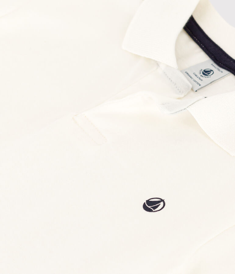 Kurz&auml;rmeliges Kinder-Poloshirt aus Baumwolle f&uuml;r Jungen weiss MARSHMALLOW