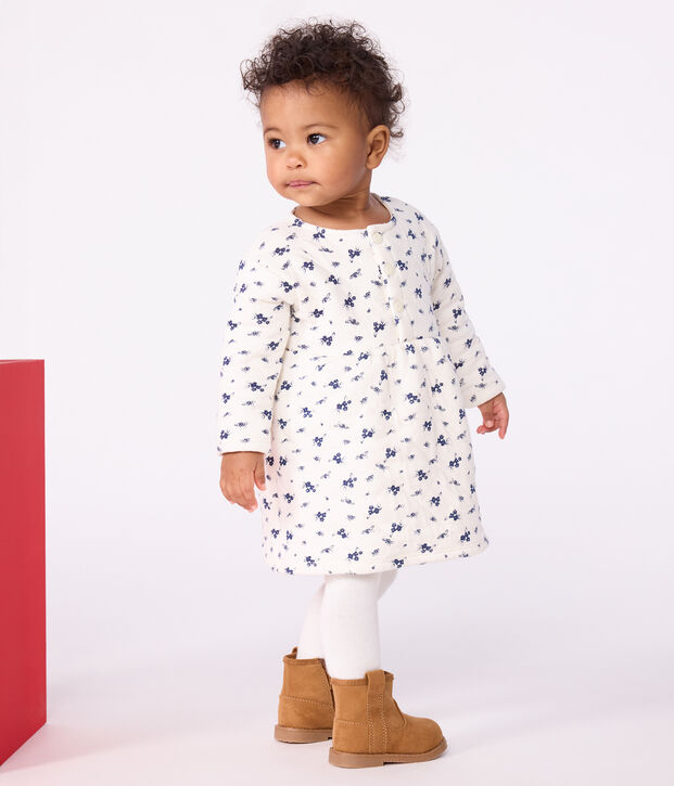 Lang&auml;rmeliges Baby-Kleid aus Baumwolle mit Blumenmuster blau/blau