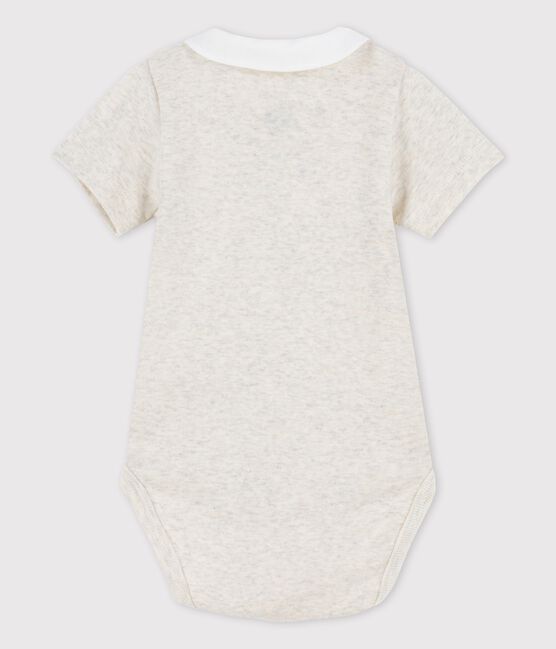 Kurzärmeliger Baby-Body aus Bio-Baumwolle mit Kragen beige MONTELIMAR CHINE