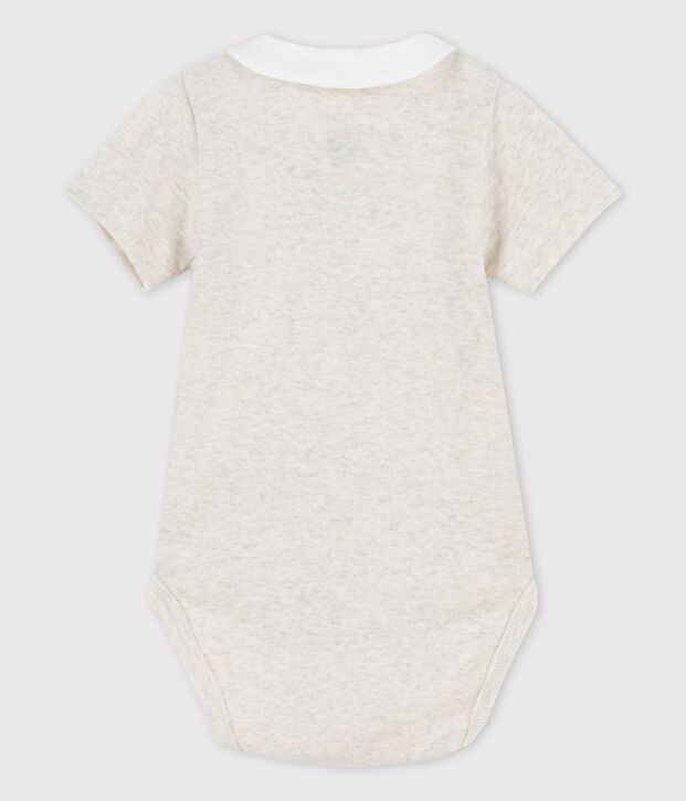 Kurz&auml;rmeliger Baby-Body aus Bio-Baumwolle mit Kragen MONTELIMAR CHINE