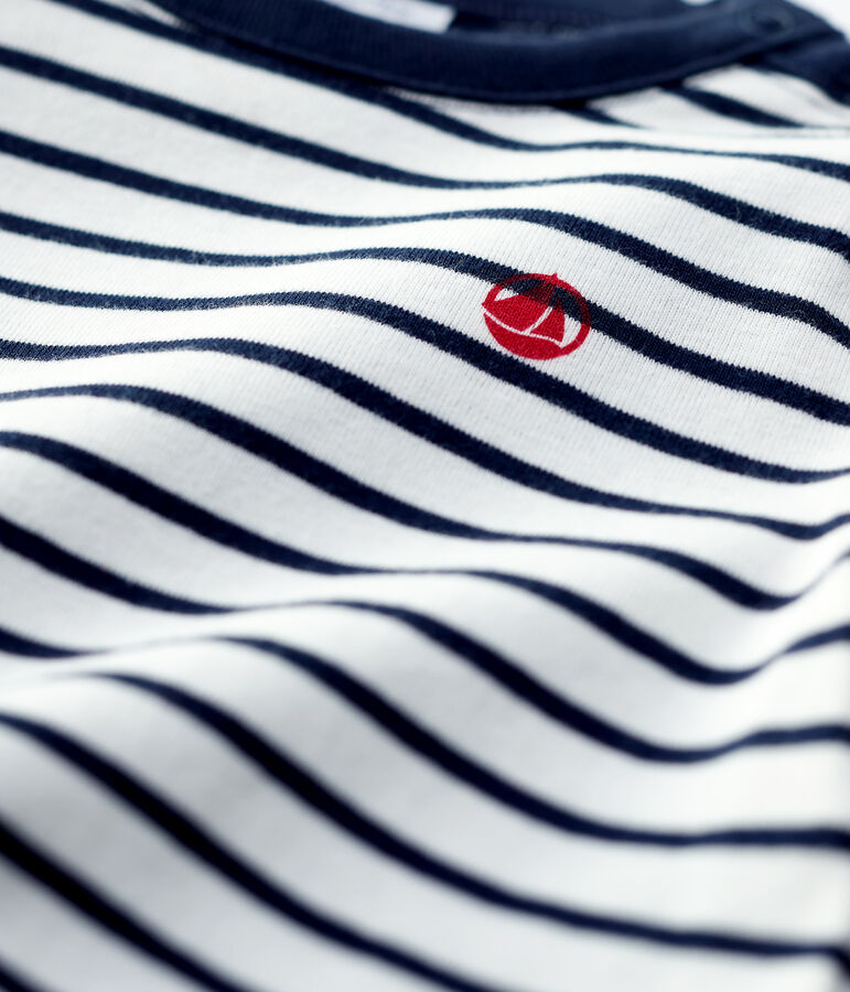 Baby-T-Shirt aus Baumwolle. weiss/blau