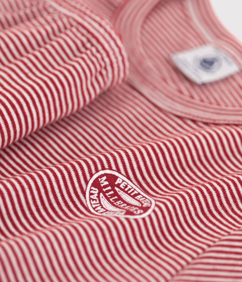 Kurz&auml;rmeliger Kinderpyjama aus Baumwolle mit Ringelstreifen rot/weiss