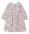 Langärmeliges gemustertes Babykleid für Mädchen weiss MARSHMALLOW/weiss MULTICO