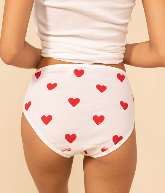 Höschen High Waist aus Baumwolle mit Herzmotiv und Streifen im 2er-Set für Damen Variante 1 PACK